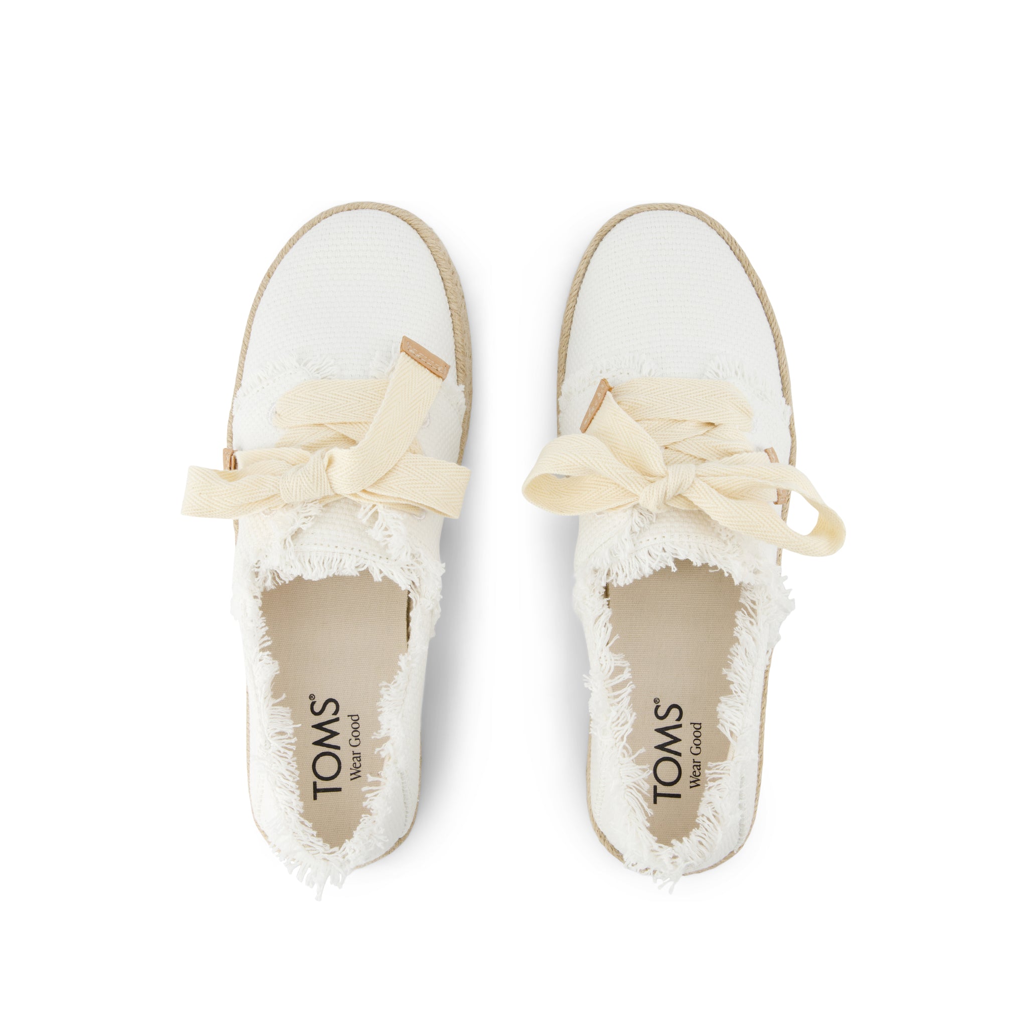 Carolina Lace-Up Espadrille - White Beachside Woven Top View