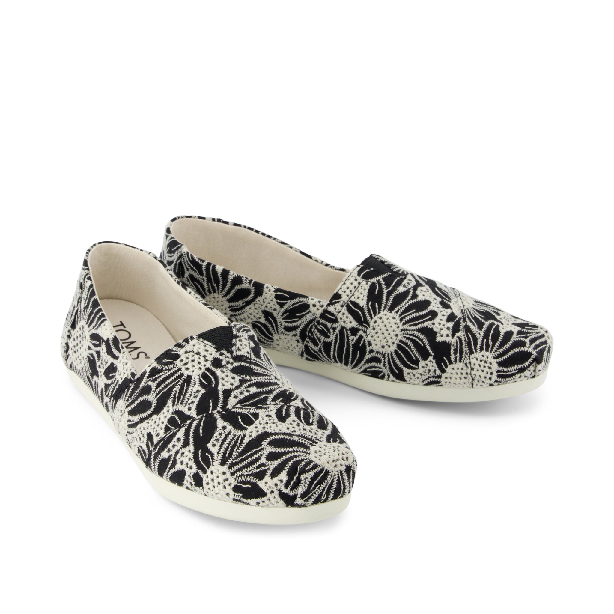 Alpargata Classic - Black Floral Eyelet Front View