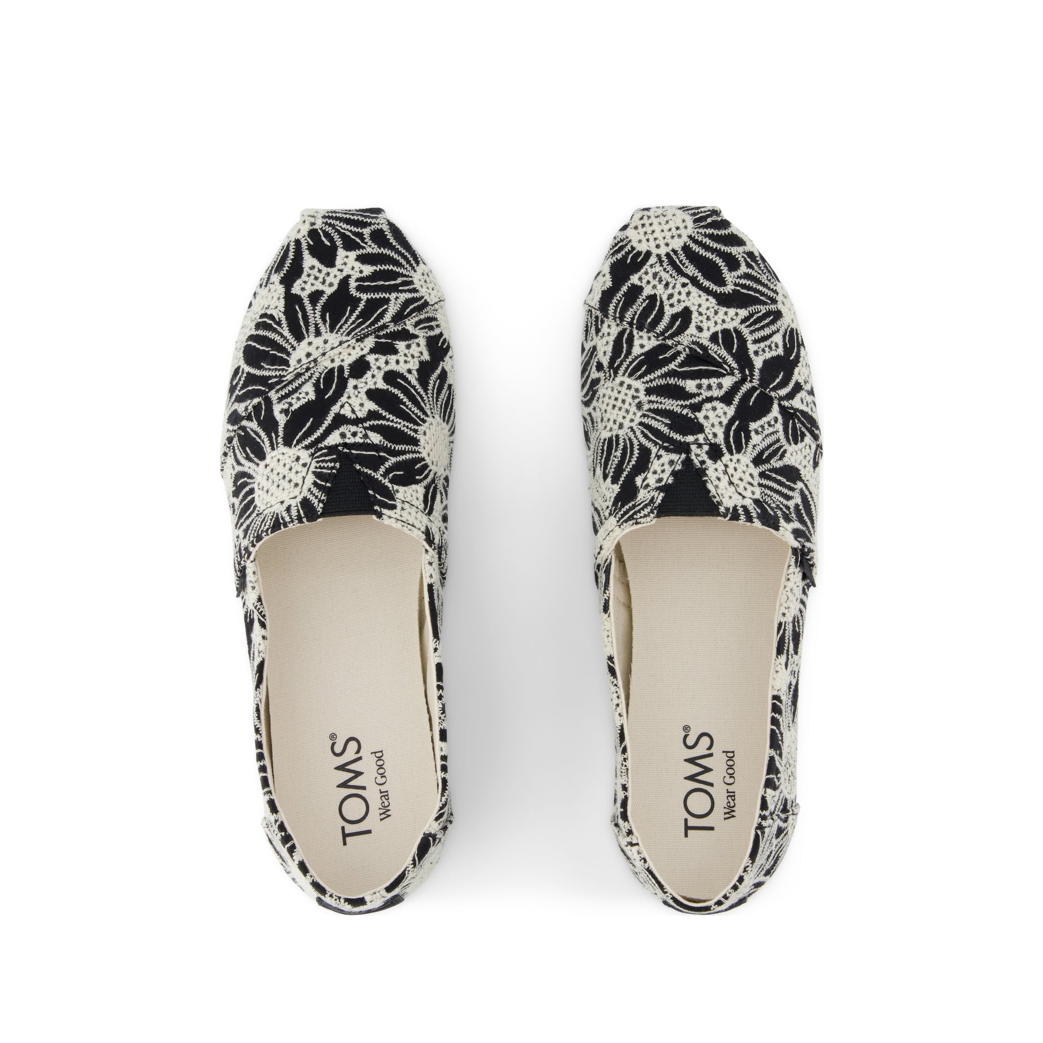 Alpargata Classic - Black Floral Eyelet Top View