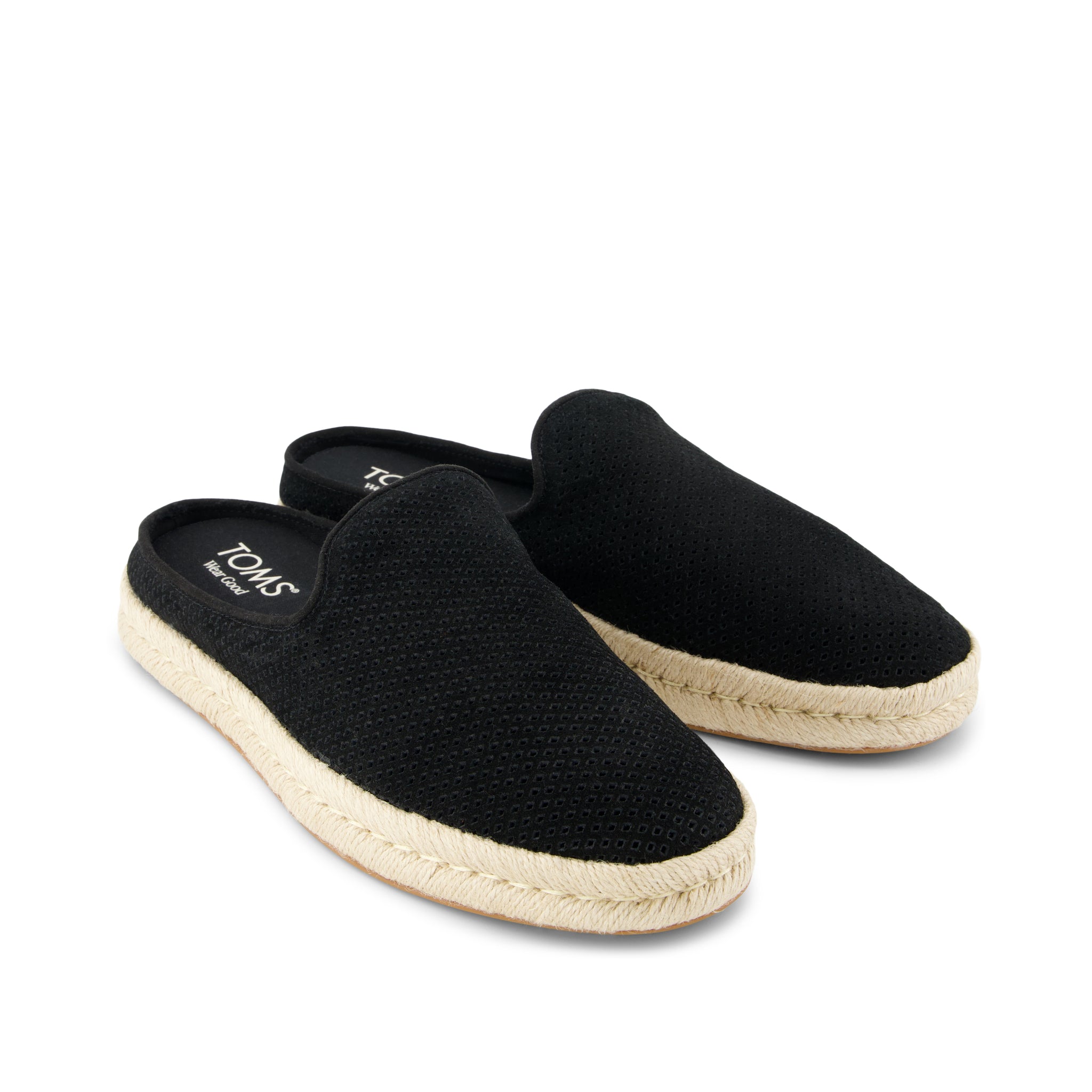 Santiago Mule - Black Diamond Perforated Suede Front View