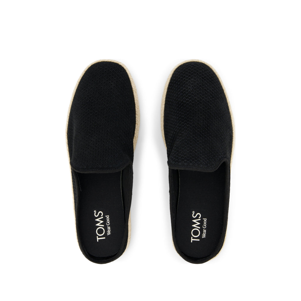 Santiago Mule - Black Diamond Perforated Suede Top View