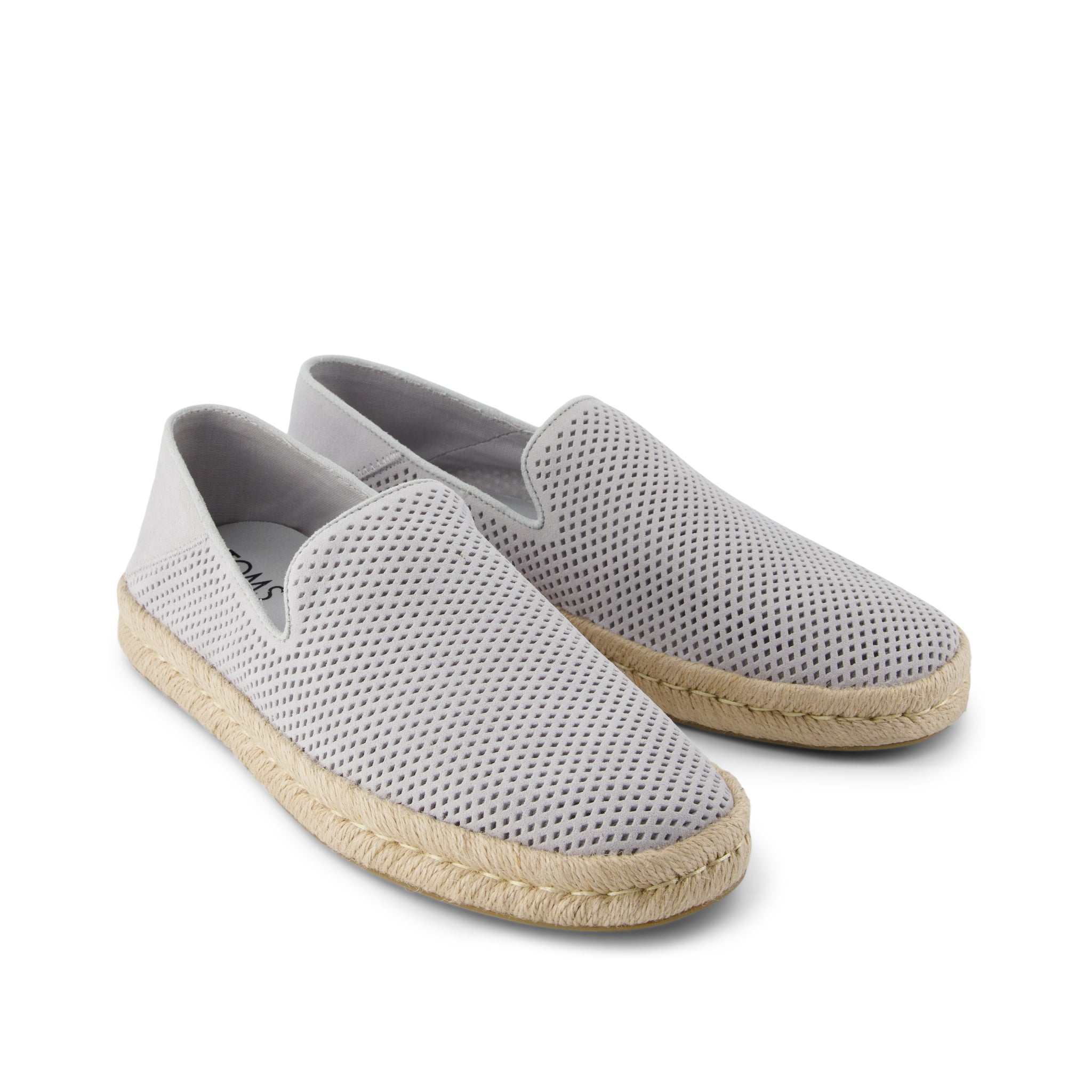 Santiago Loafer - Light Gray Diamond Perforated Suede Front View