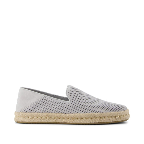 Santiago Loafer - Light Gray Diamond Perforated Suede Side View