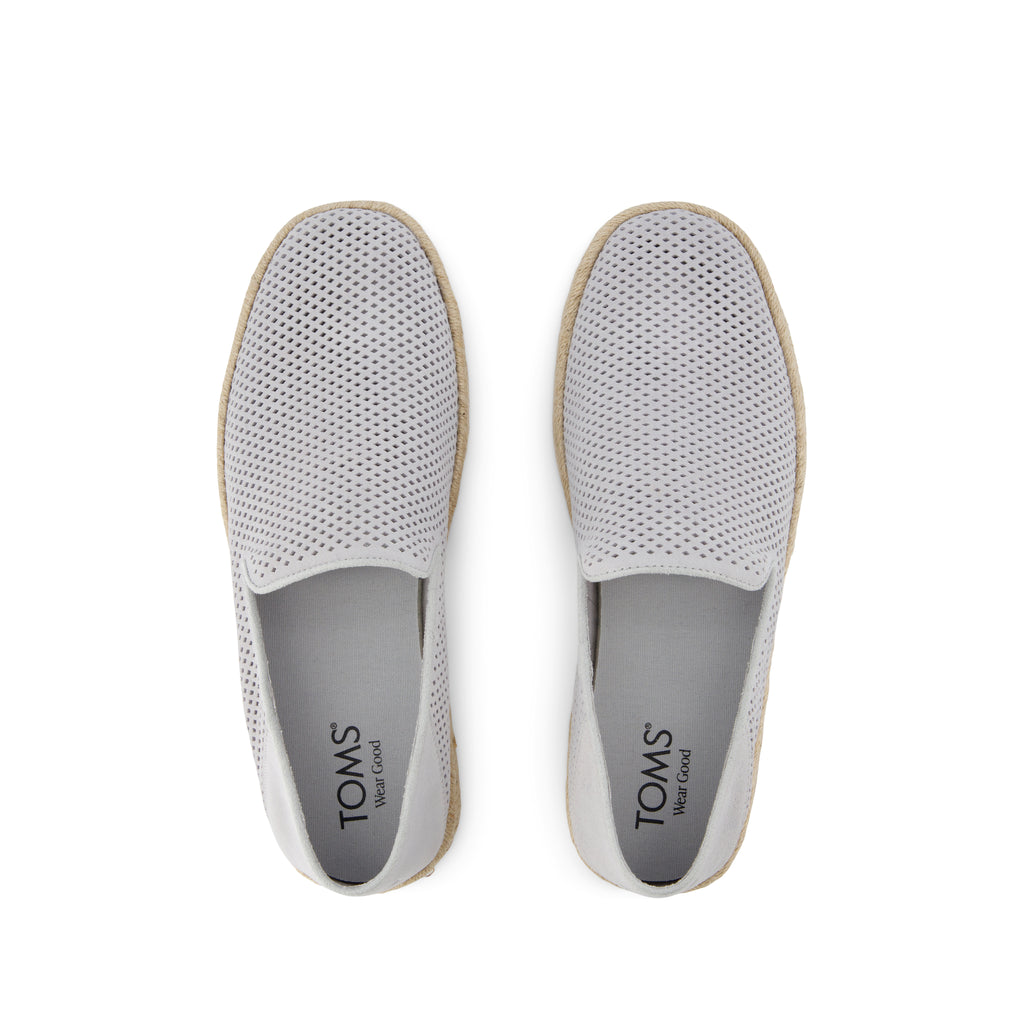 Santiago Loafer - Light Gray Diamond Perforated Suede Top View