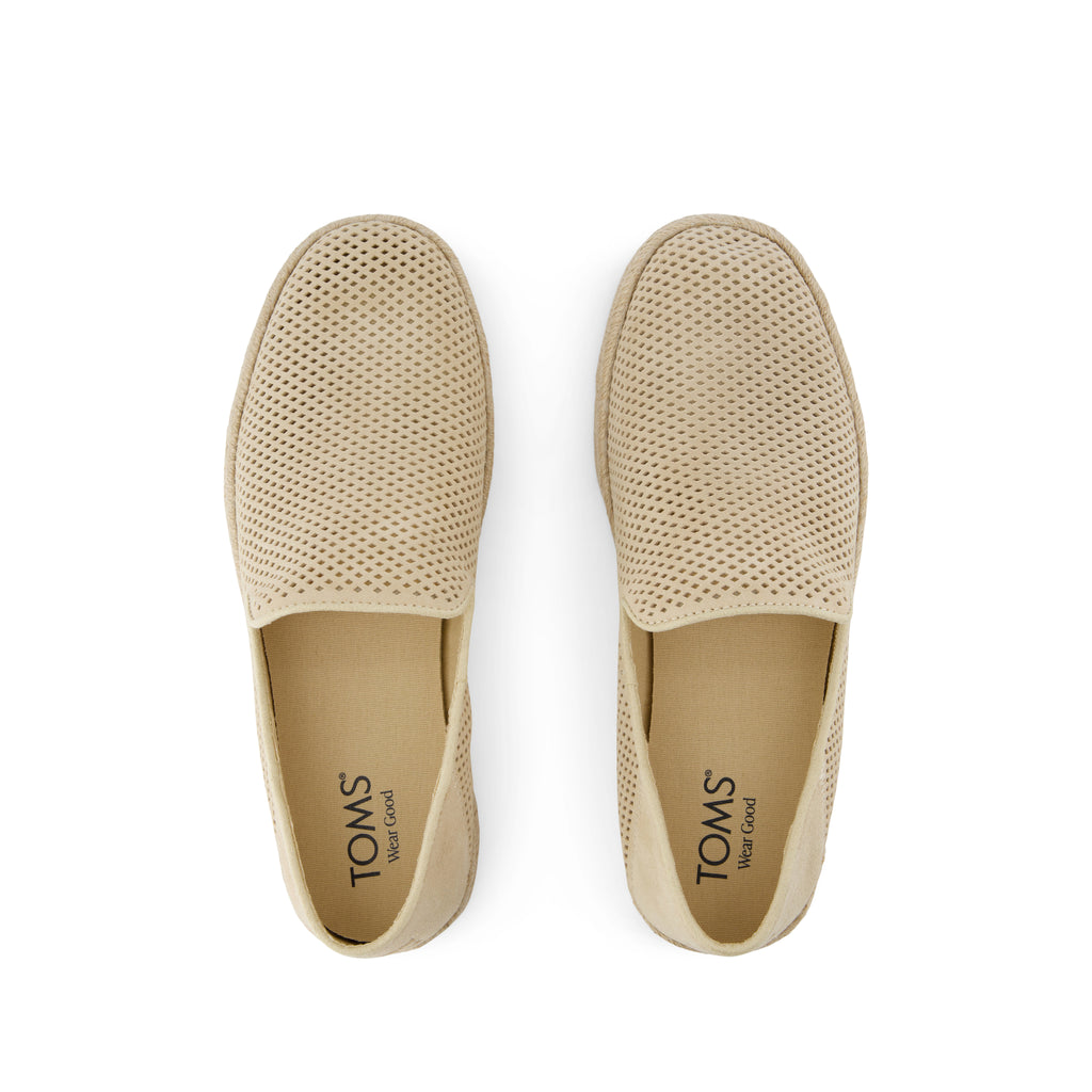 Santiago Loafer - Almond Diamond Perforated Suede Top View