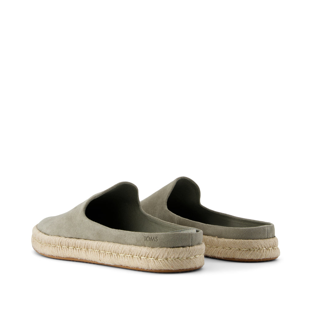 Santiago Mule - Vetiver Grey Suede Back View