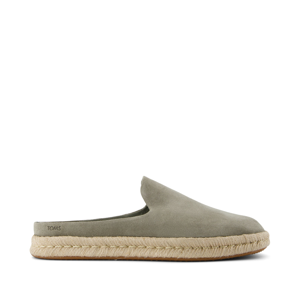 Santiago Mule - Vetiver Grey Suede Side View