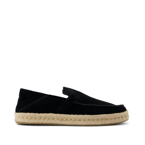 Alonso Rope Loafer - Black Suede Side View