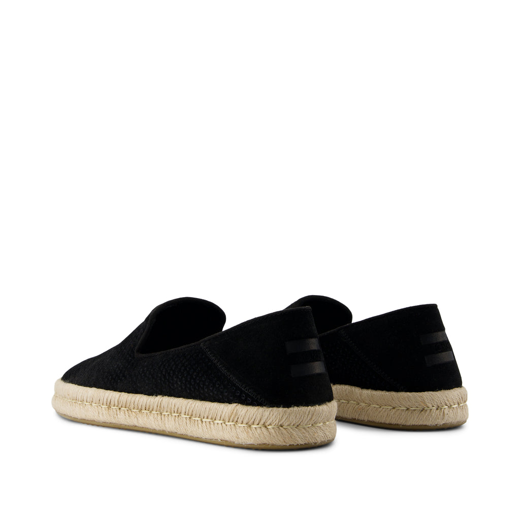 Santiago Loafer - Black Diamond Perforated Suede Back View