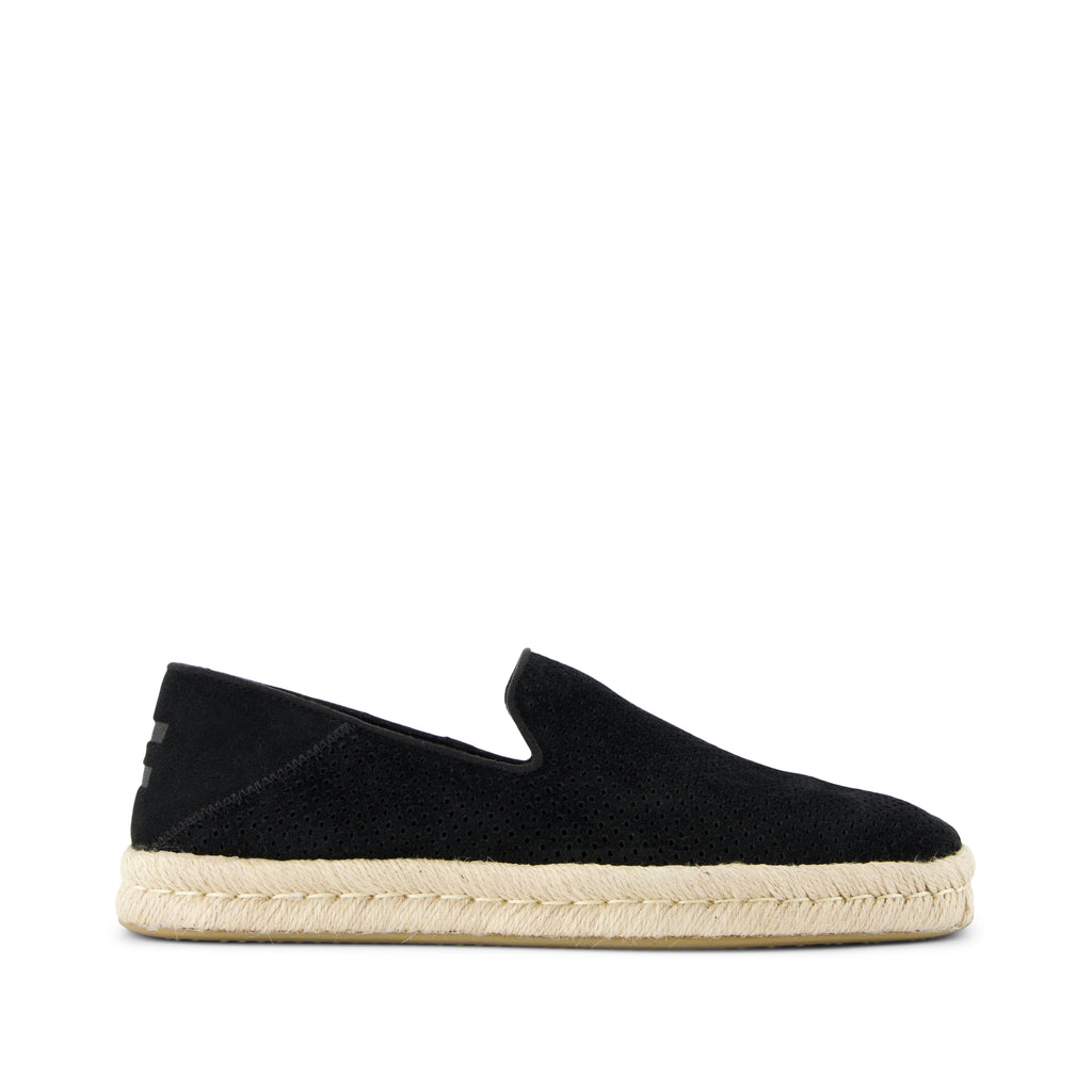 Santiago Loafer - Black Diamond Perforated Suede Side View