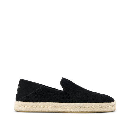 Santiago Loafer - Black Diamond Perforated Suede Side View
