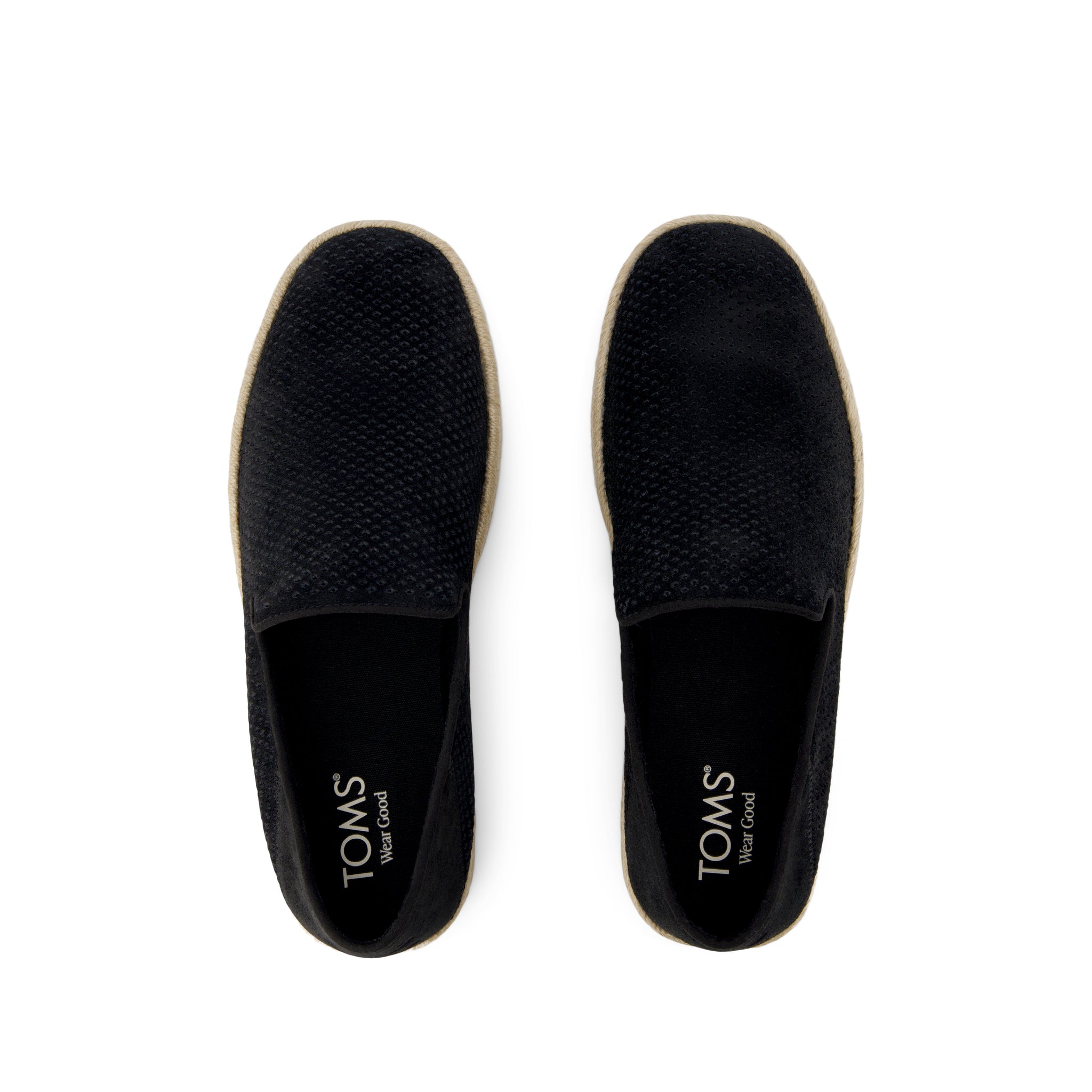 Santiago Loafer - Black Diamond Perforated Suede Top View