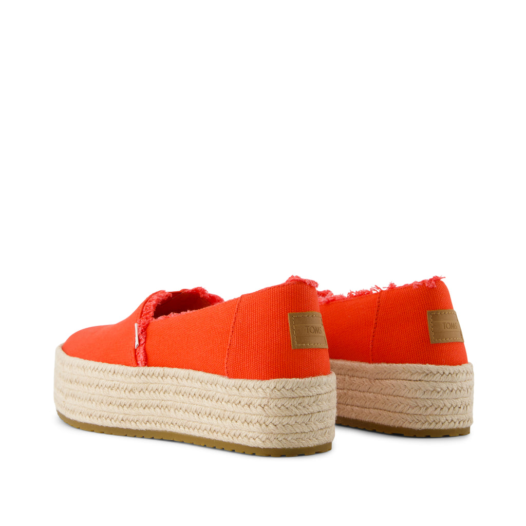 Valencia Platform Espadrille - Flame Canvas Back View