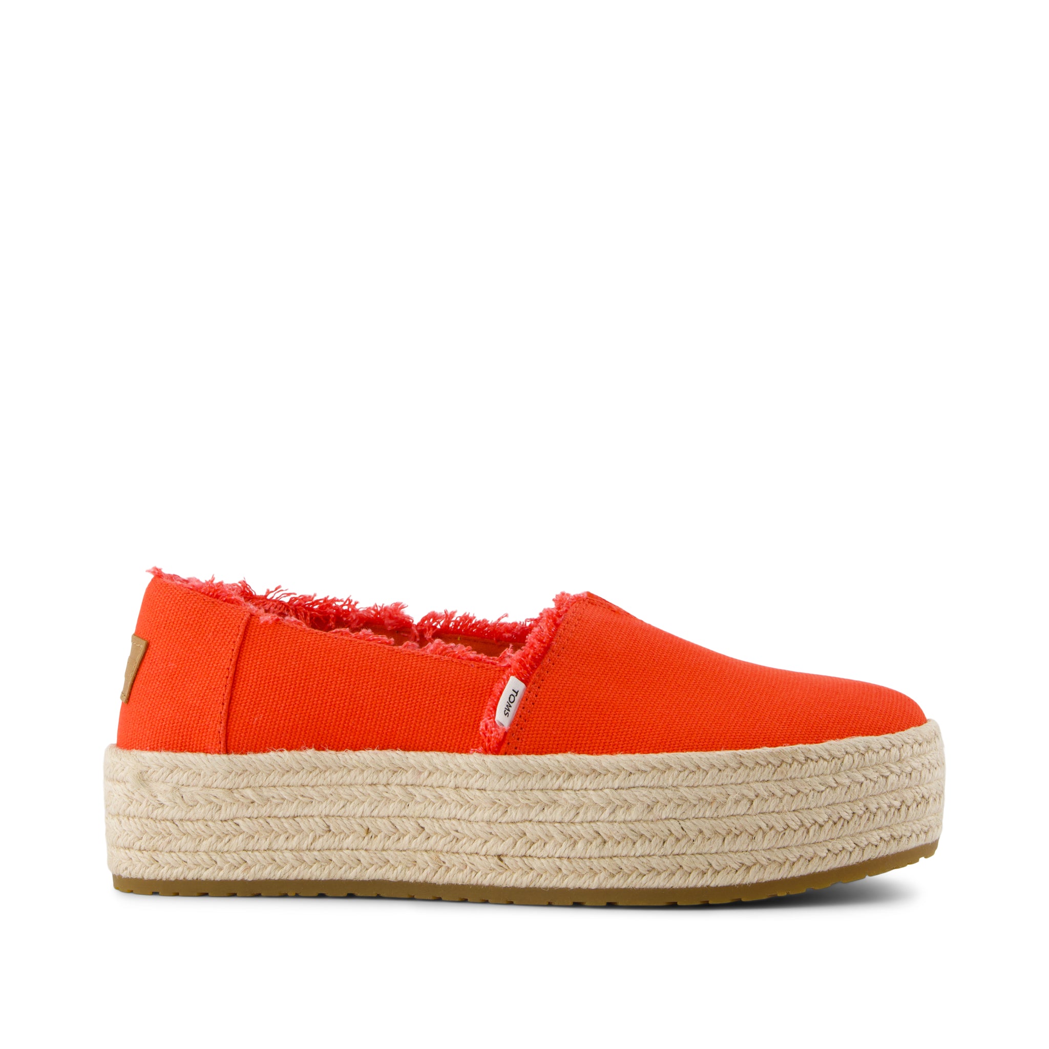 Valencia Platform Espadrille - Flame Canvas Side View