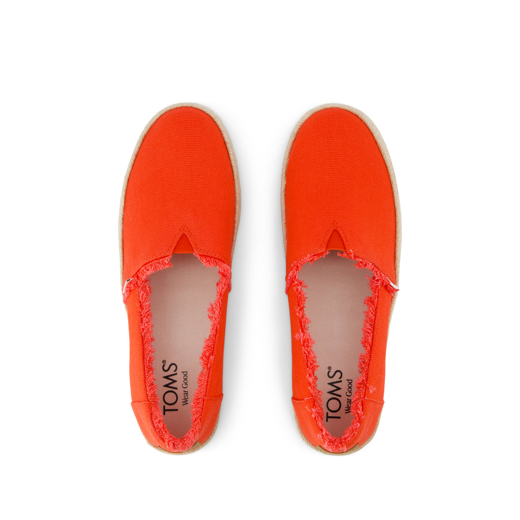 Valencia Platform Espadrille - Flame Canvas Top View