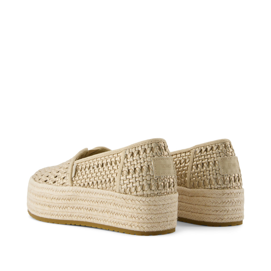 Valencia Platform Espadrille - Champagne Metallic Basket Weave Back View