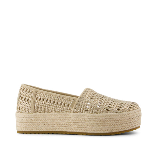 Valencia Platform Espadrille - Champagne Metallic Basket Weave Side View