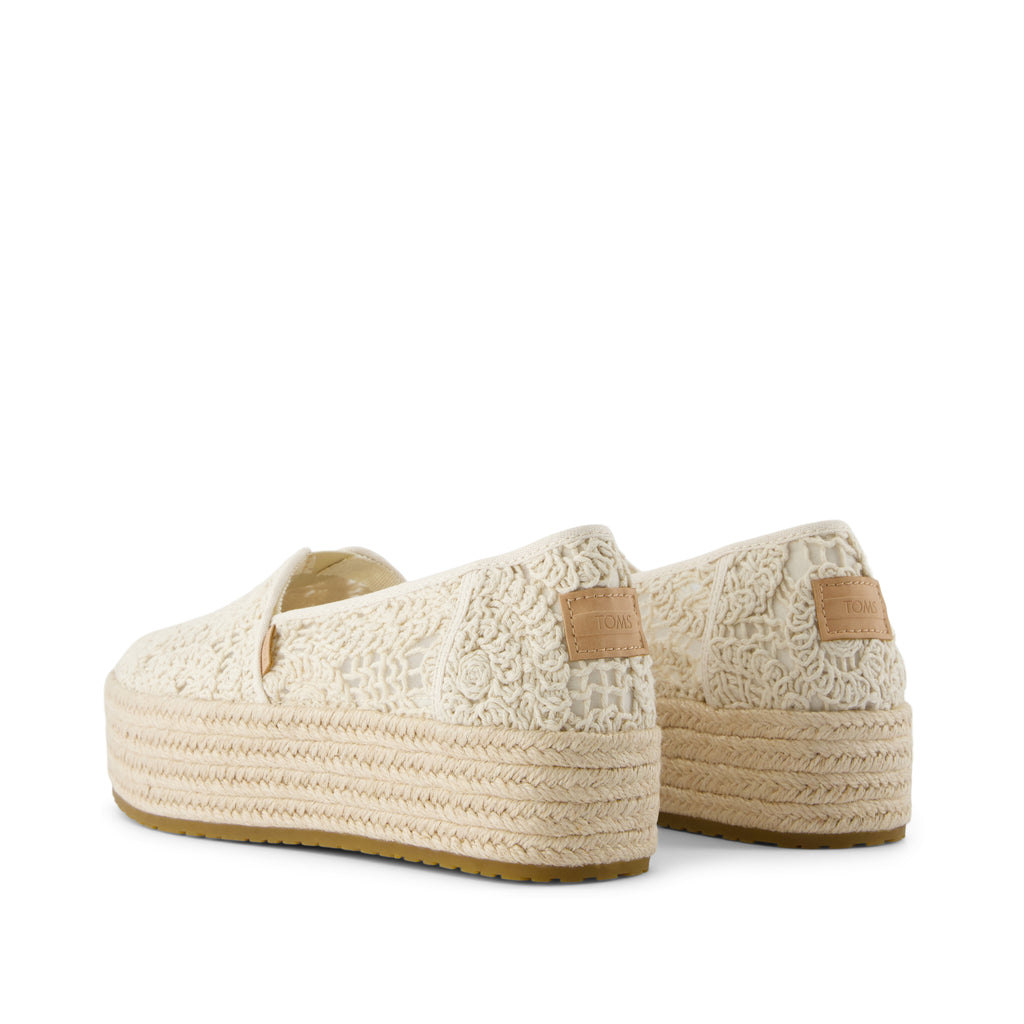 Valencia Platform Espadrille - Natural Crochet Lace Back View