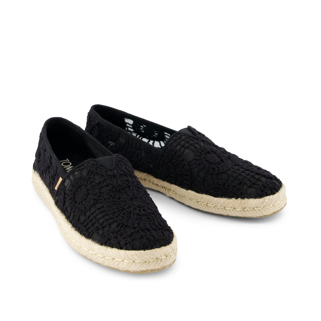 Alpargata Rope 2.0 Espadrille - Black Crochet Lace Front View