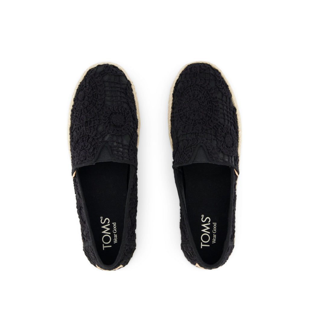 Alpargata Rope 2.0 Espadrille - Black Crochet Lace Top View