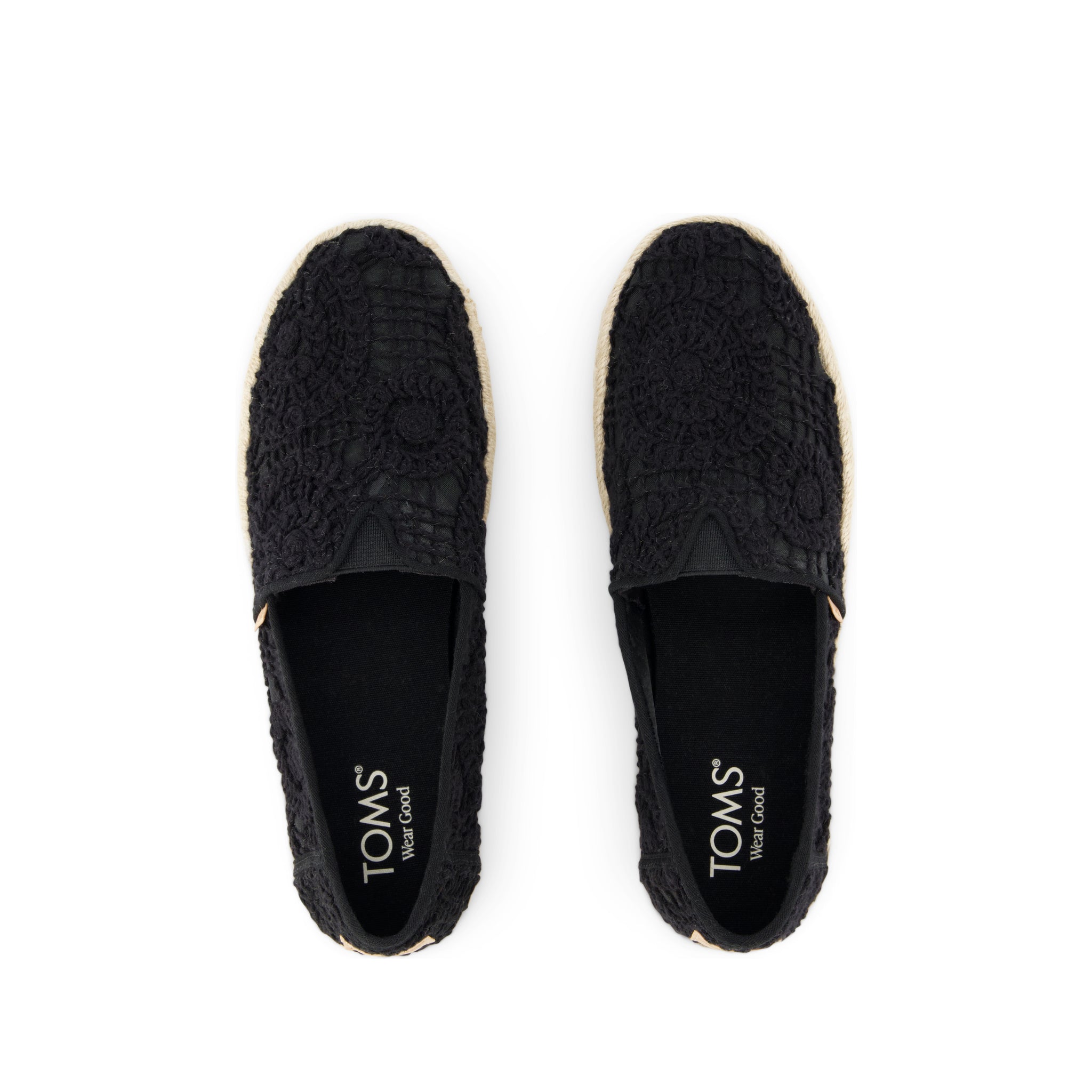 Alpargata Rope 2.0 Espadrille - Black Crochet Lace Top View