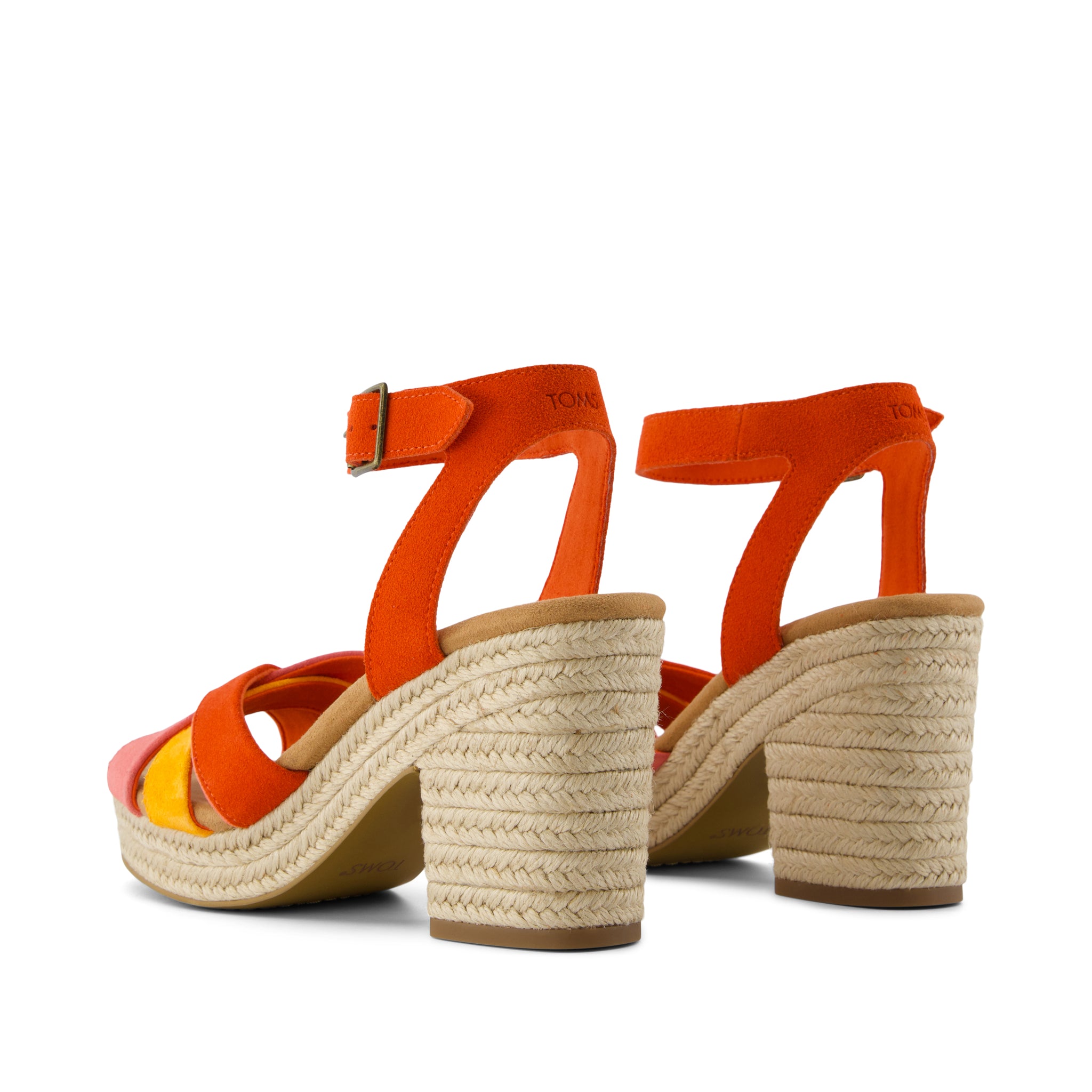 Majorca Rope Strappy Platform Sandal - Flame Suede Back View