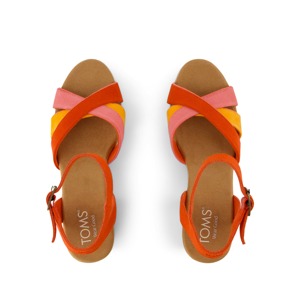 Majorca Rope Strappy Platform Sandal - Flame Suede Top View