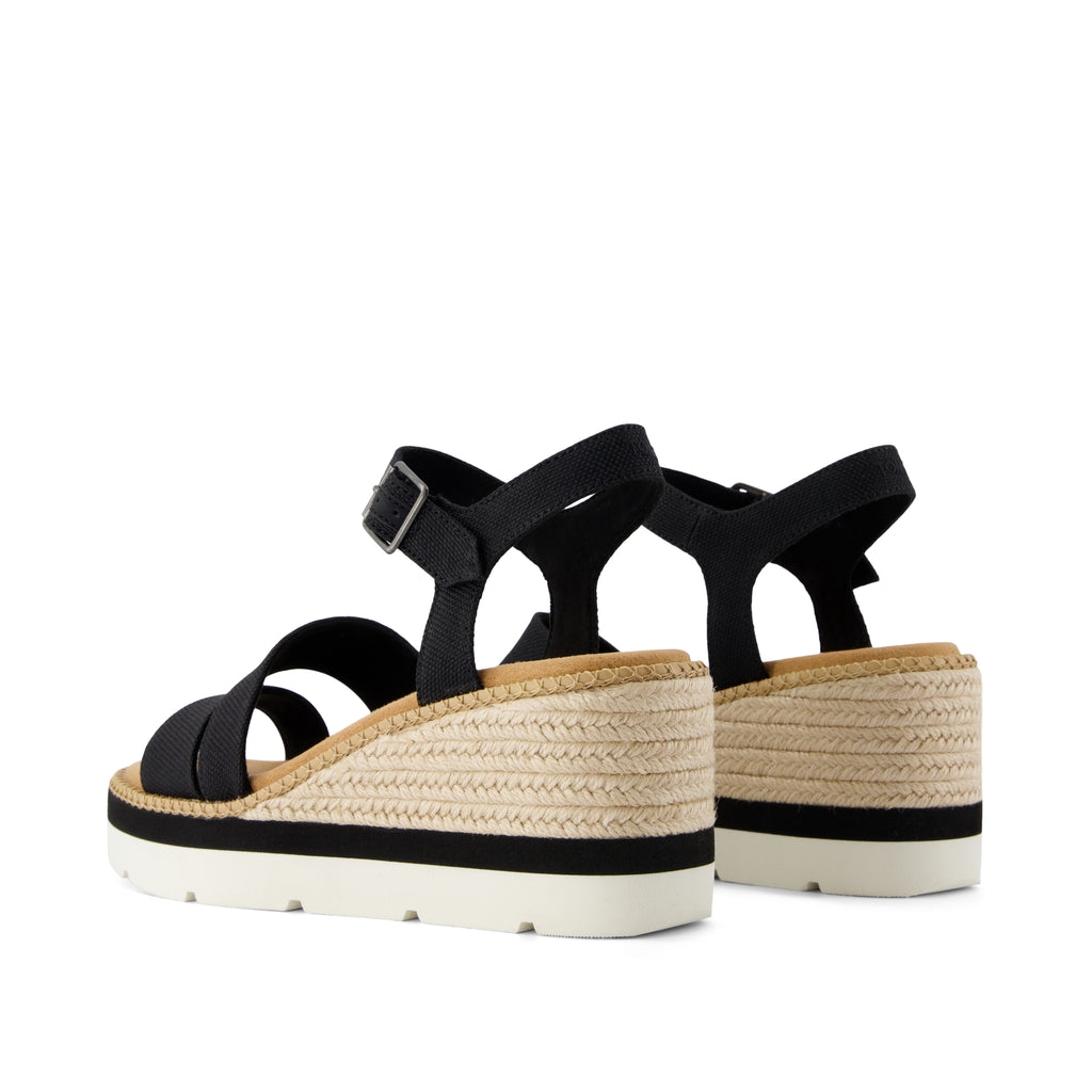 Darya Wedge Platform Sandal - Black Heavy Canvas Back View