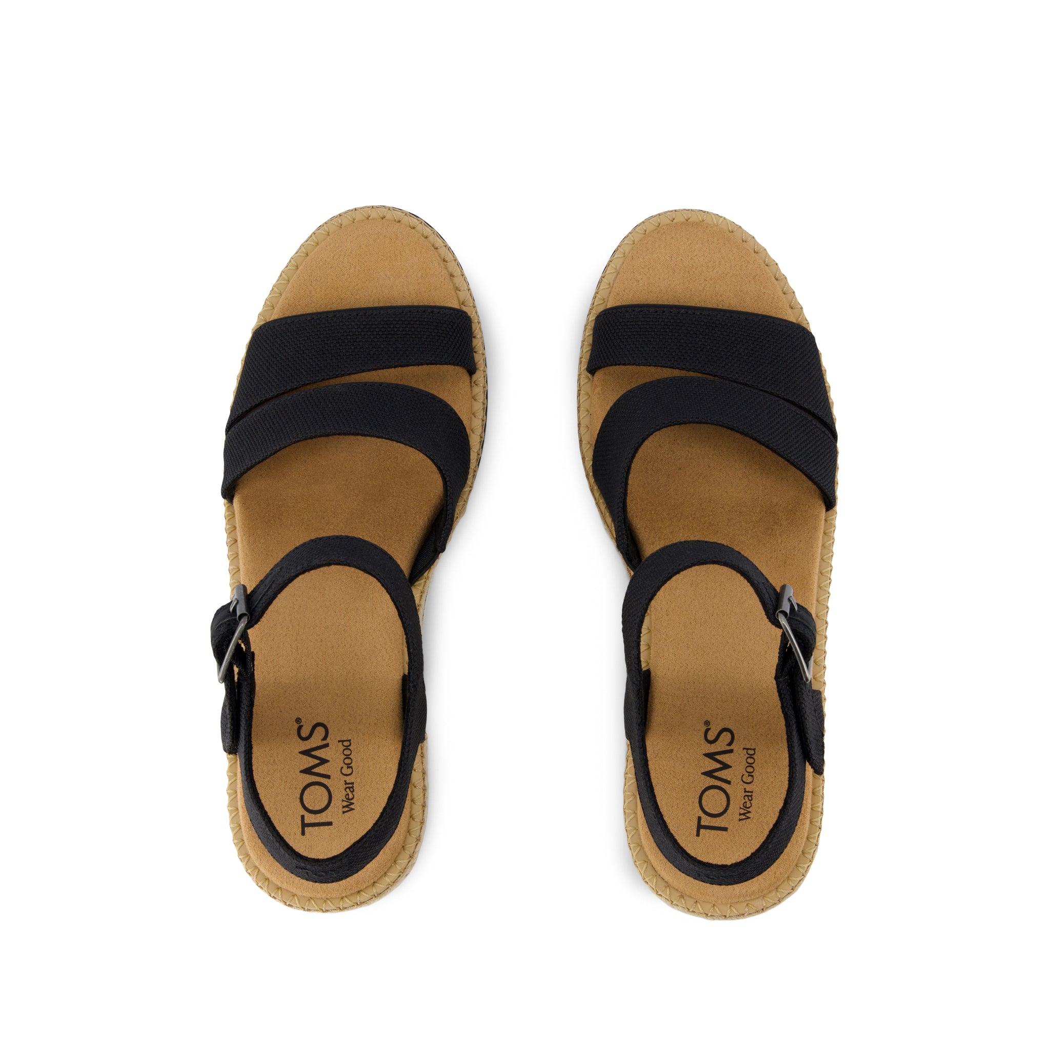 Darya Wedge Platform Sandal - Black Heavy Canvas Top View