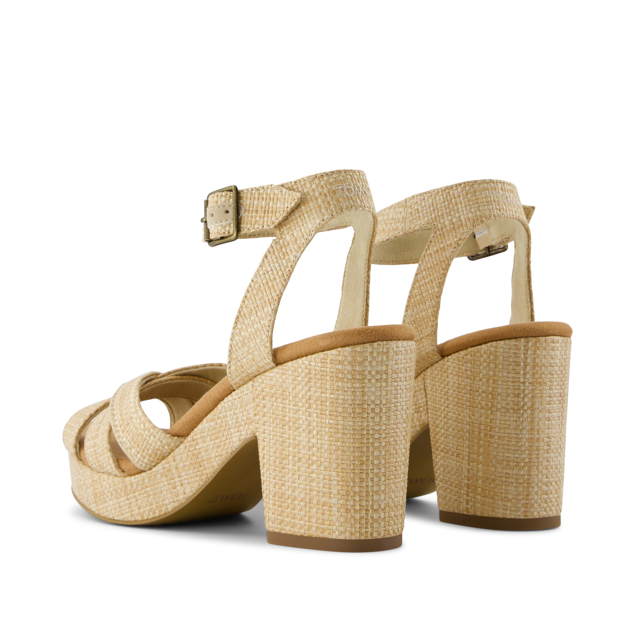 Majorca Rope Strappy Platform Sandal - Almond Raffia Back View