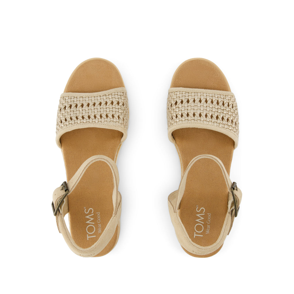 Diana Wedge Sandal - Champagne Metallic Basket Weave Top View