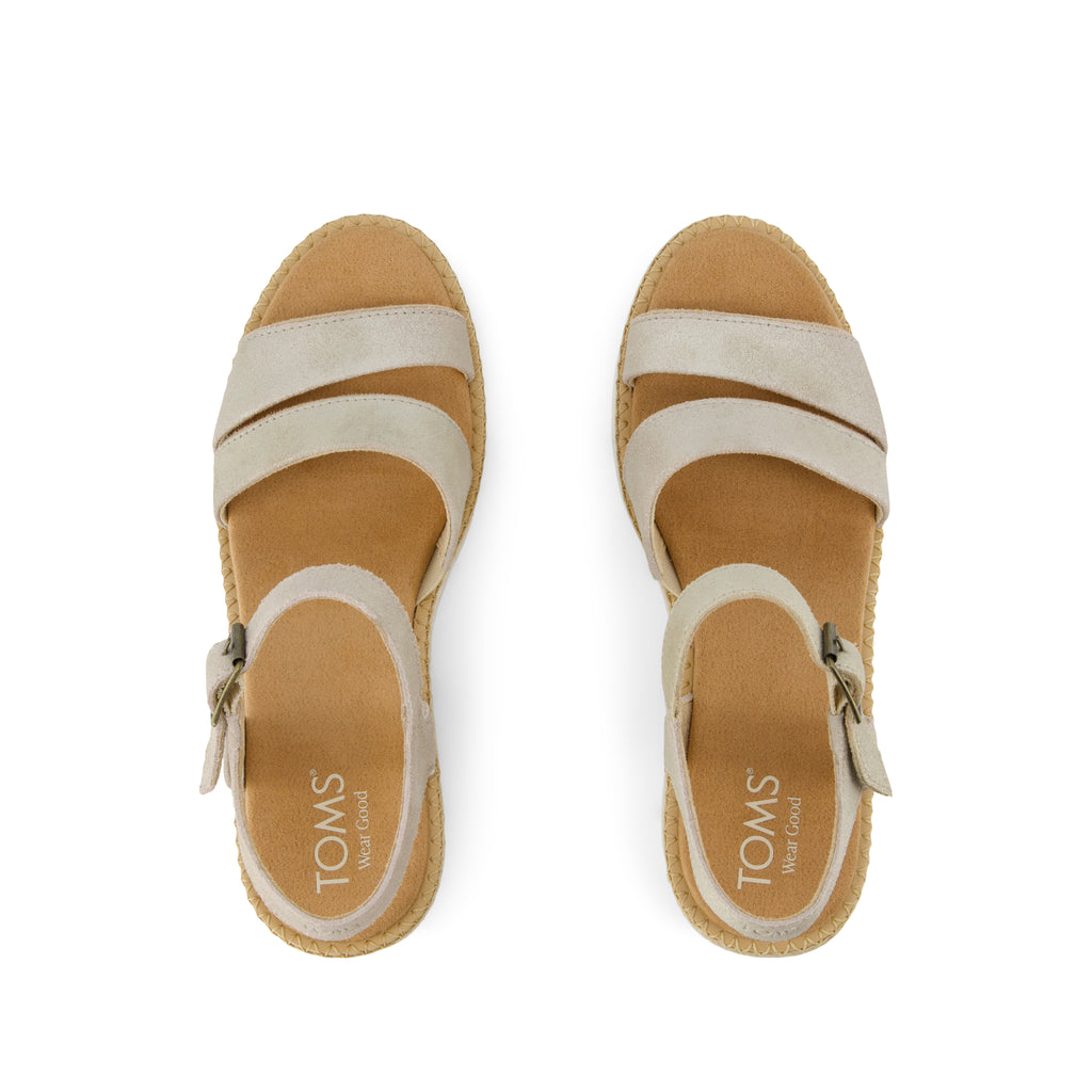 Darya Wedge Platform Sandal - Champagne Metallic Suede Top View