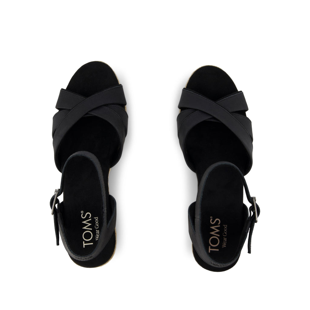 Majorca Rope Strappy Platform Sandal - Black Leather Top View