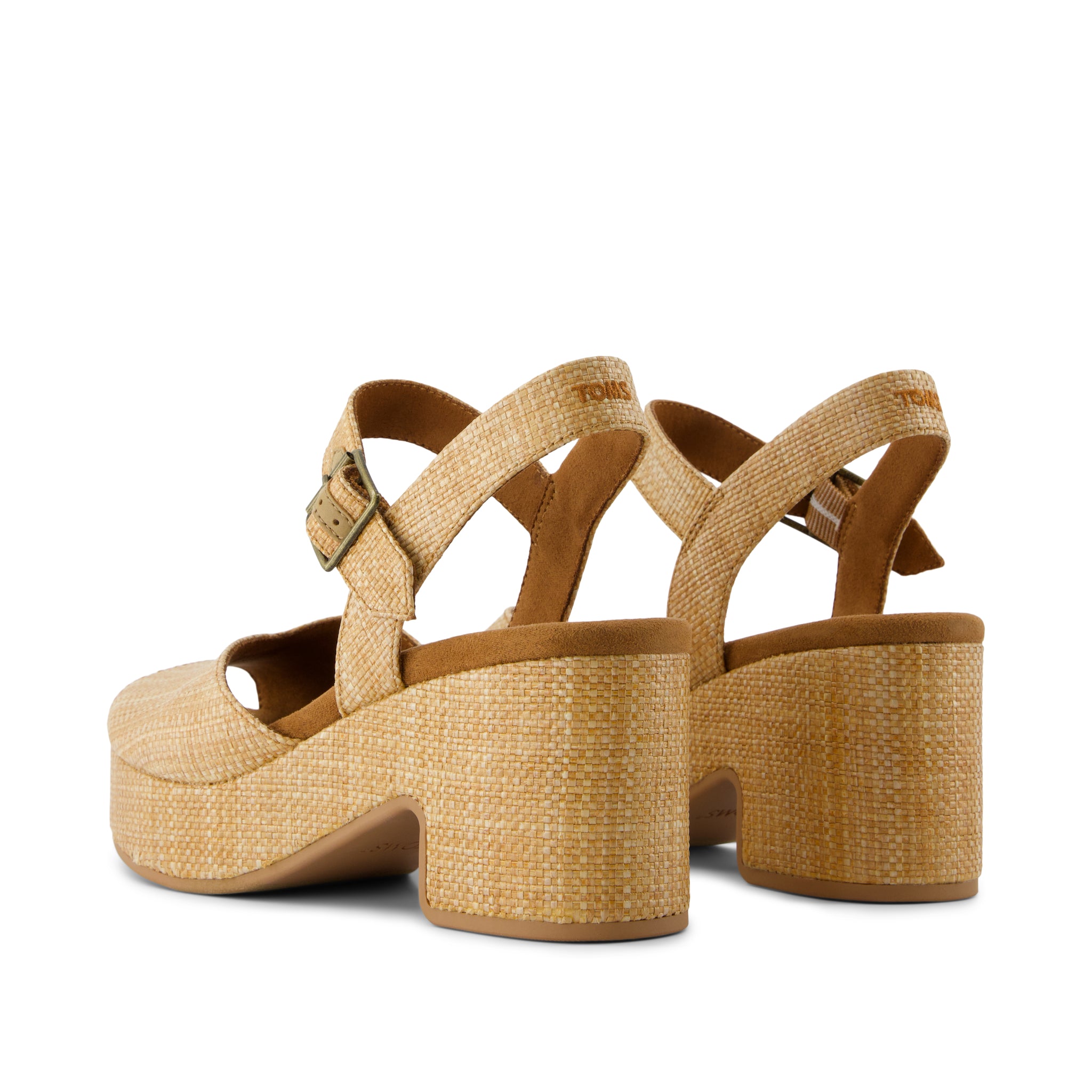 Isla Peep Toe Heeled Sandal - Brown Sugar Raffia Back View