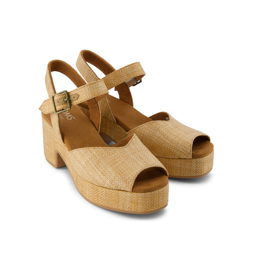 Isla Peep Toe Heeled Sandal - Brown Sugar Raffia Front View
