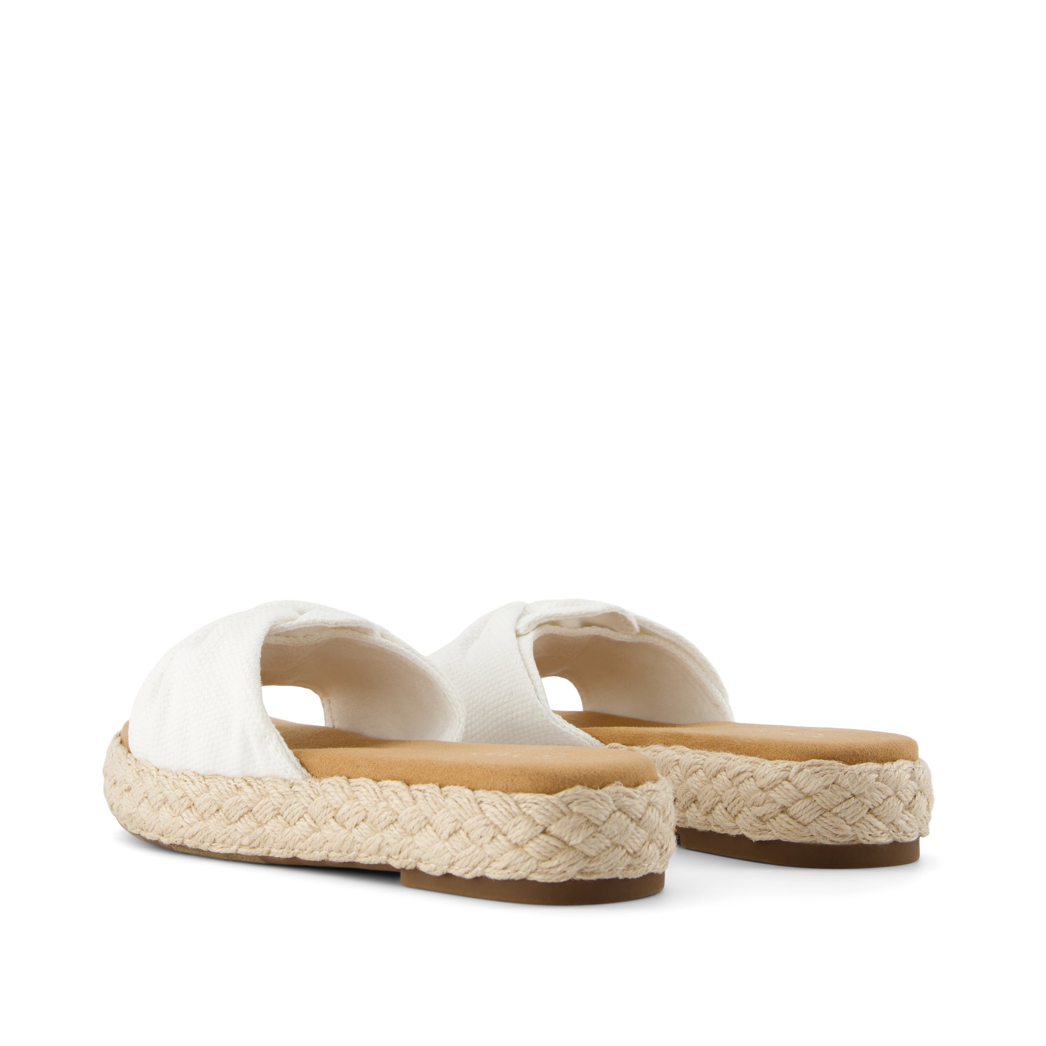Abby Slide Flatform Espadrille Sandal - White Beachside Woven Back View