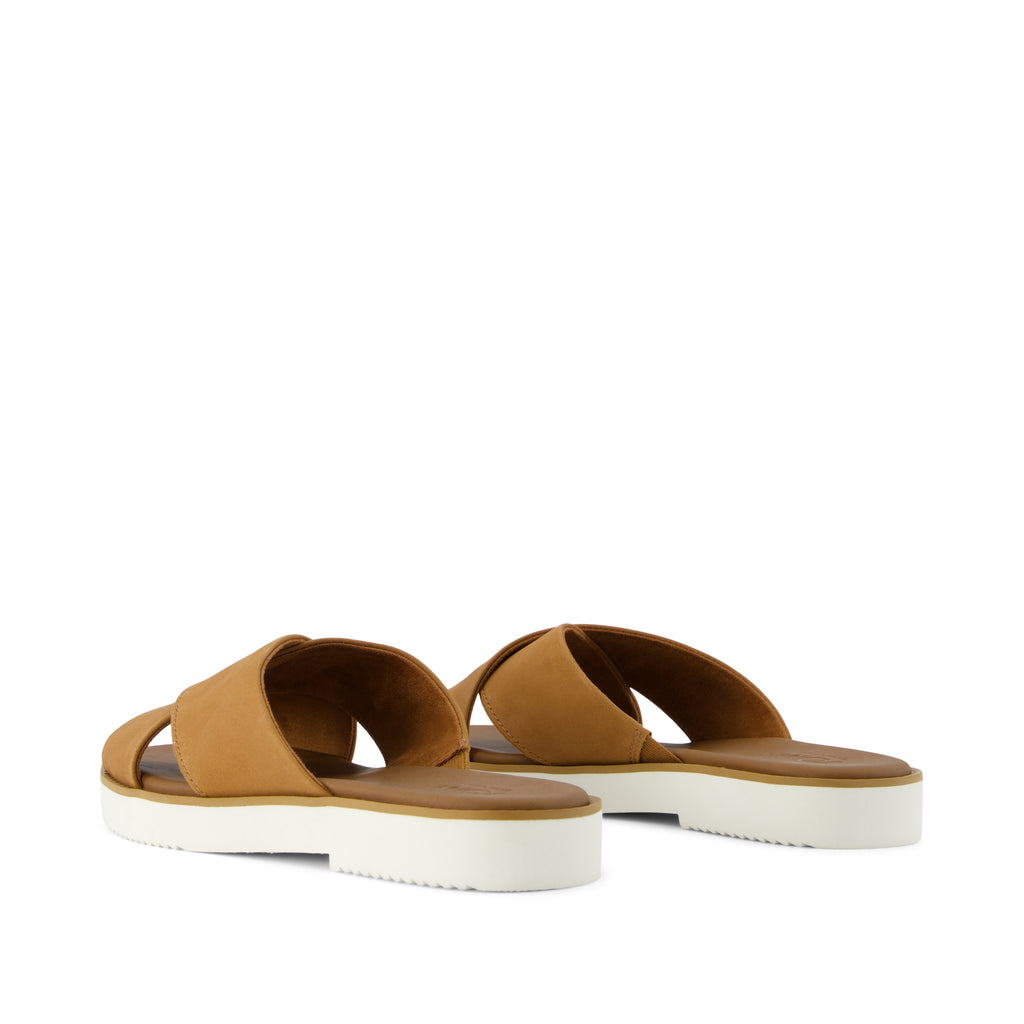 Mae Crossover Slide Sandal - Brown Sugar Leather Back View