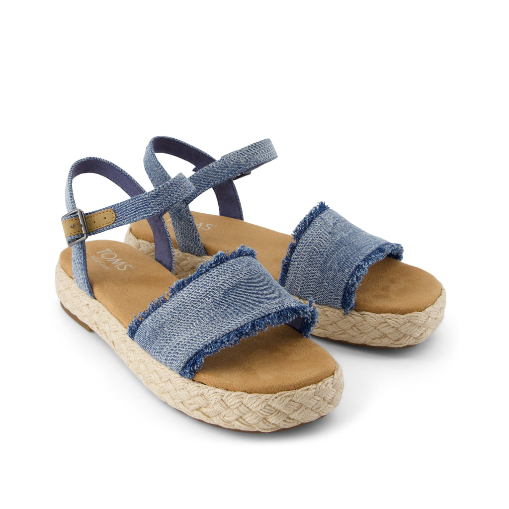 Abby Flatform Espadrille Sandal - Dark Sky Textured Denim Front View