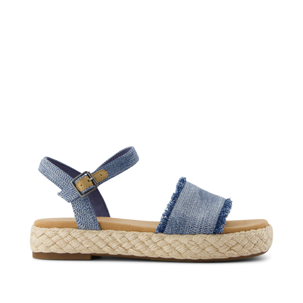 Abby Flatform Espadrille Sandal - Dark Sky Textured Denim Side View