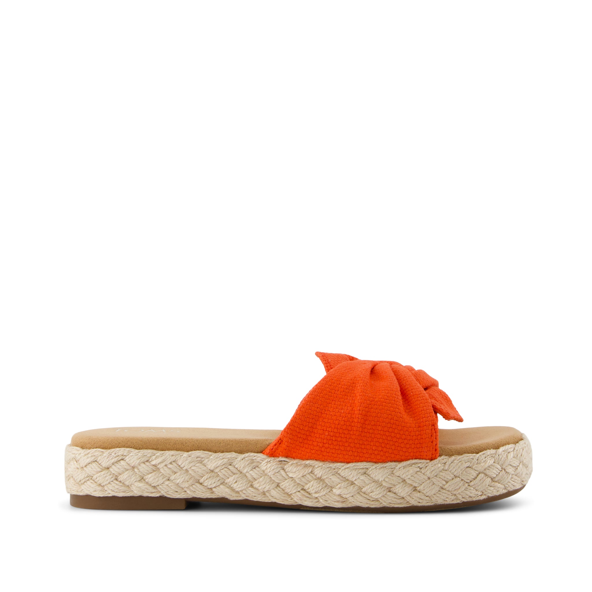 Abby Slide Flatform Espadrille Sandal - Flame Beachside Woven Side View