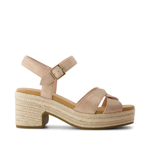 Isla Heeled Sandal - Pale Rose Metallic Suede Side View