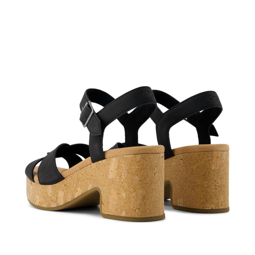 Isla Heeled Sandal - Black Leather Back View