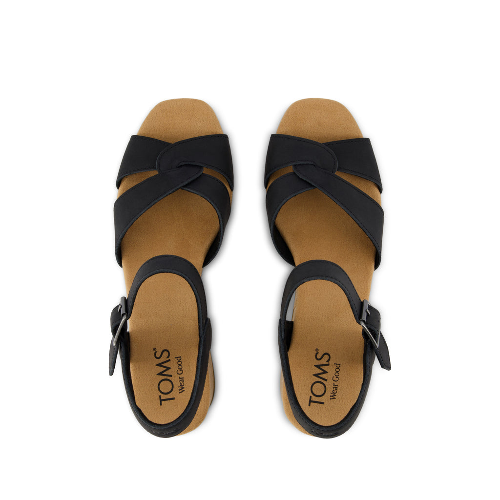 Isla Heeled Sandal - Black Leather Top View