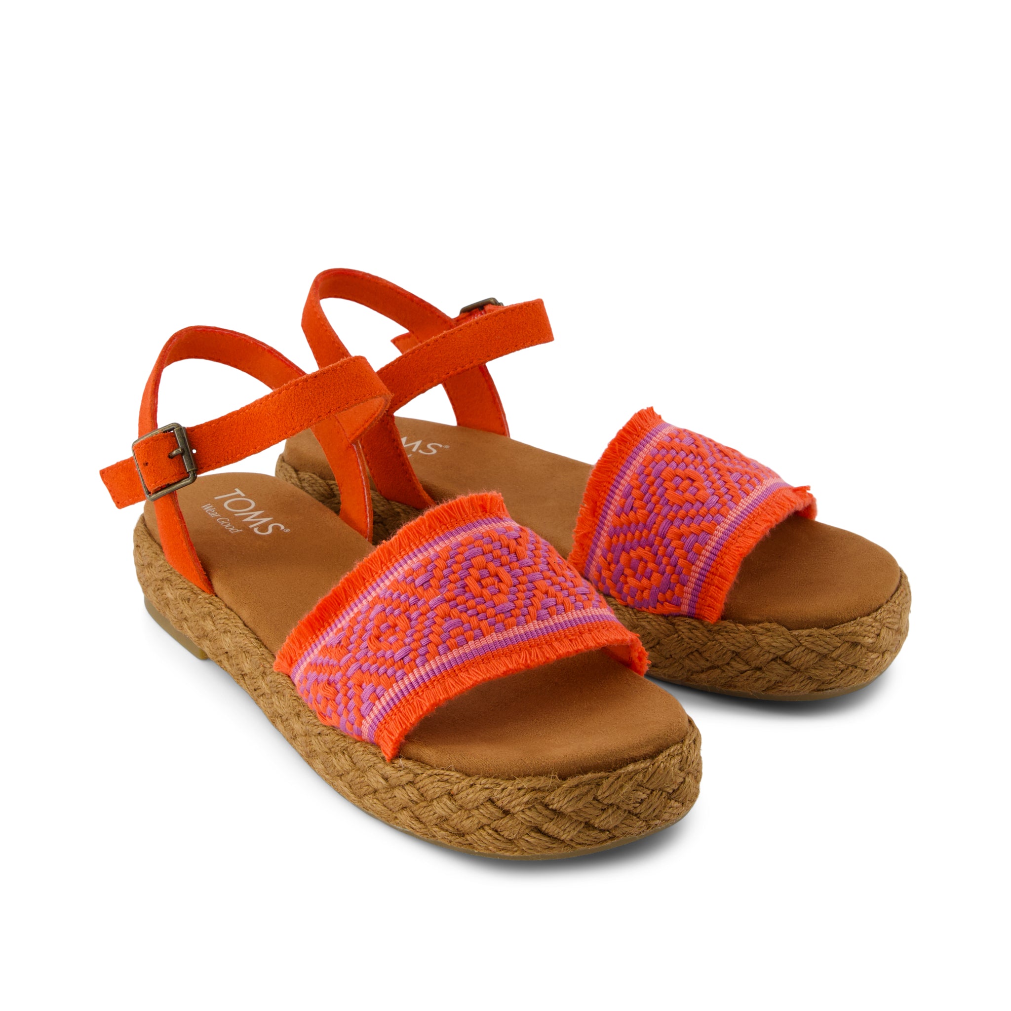 Abby Flatform Espadrille Sandal - Flame Diamond Global Woven Front View