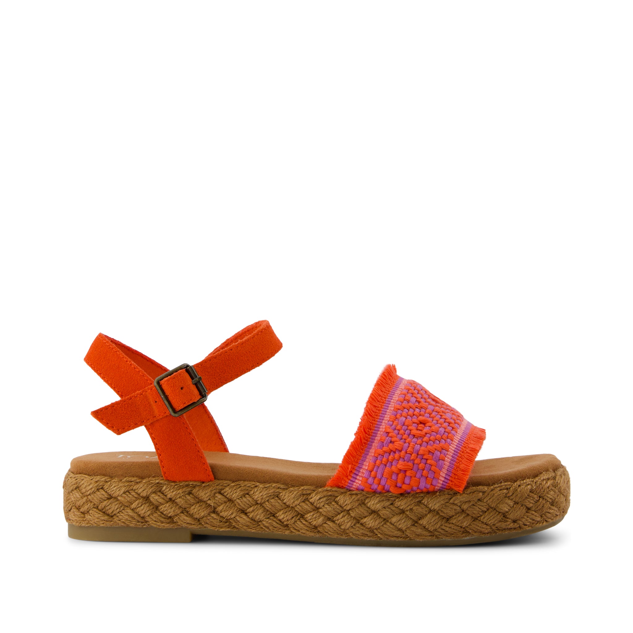 Abby Flatform Espadrille Sandal - Flame Diamond Global Woven Side View