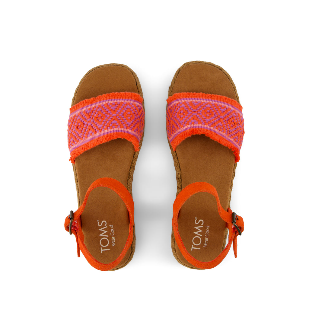 Abby Flatform Espadrille Sandal - Flame Diamond Global Woven Top View