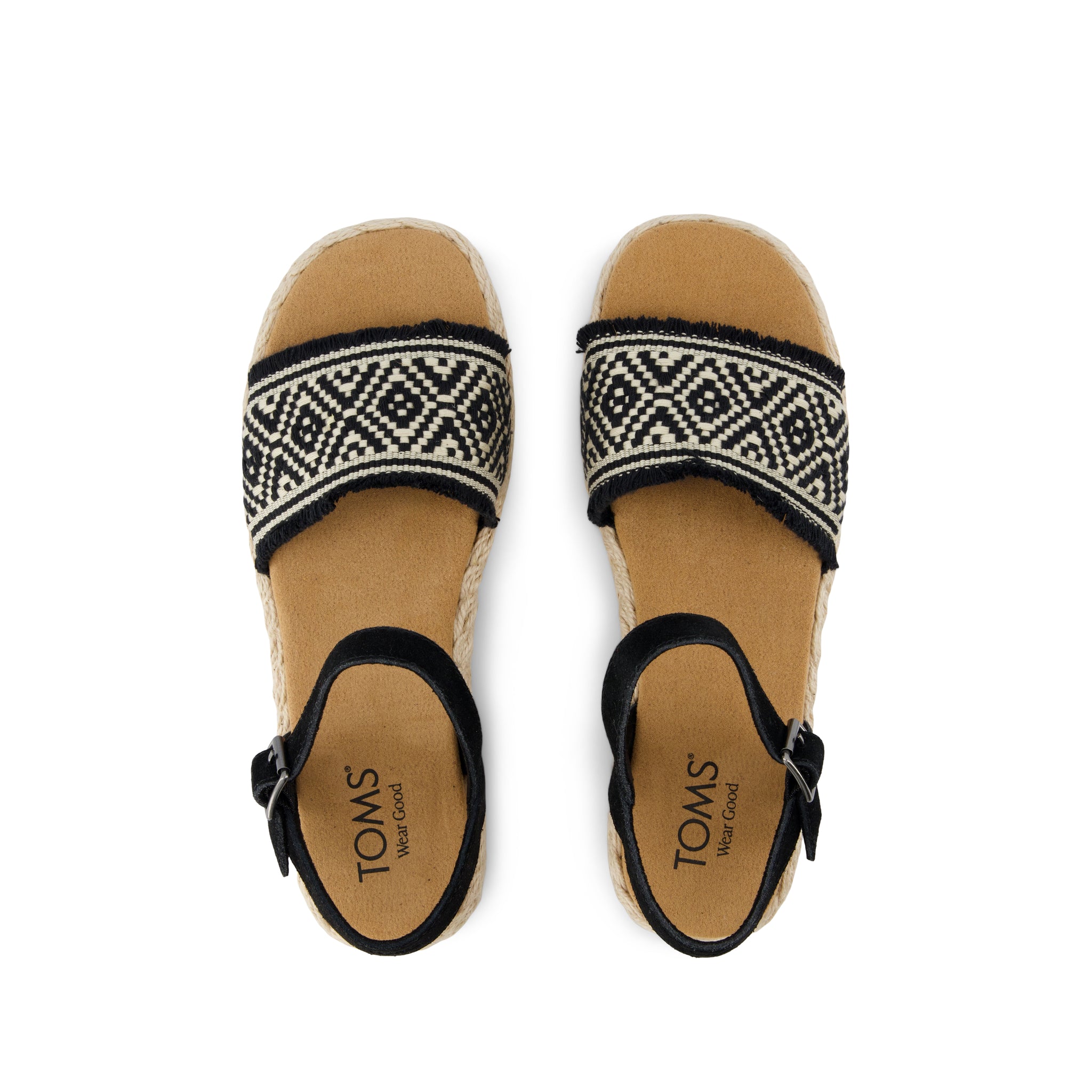 Abby Flatform Espadrille Sandal - Black Diamond Global Woven Top View