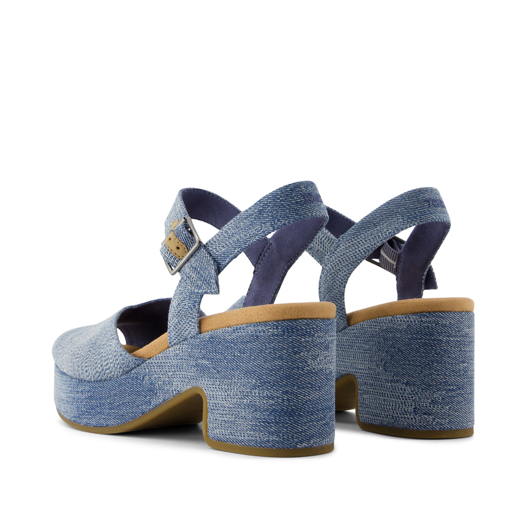 Isla Peep Toe Heeled Sandal - Dark Sky Denim Back View