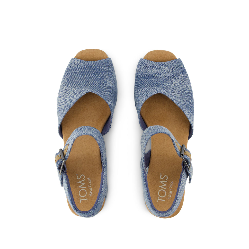 Isla Peep Toe Heeled Sandal - Dark Sky Denim Top View