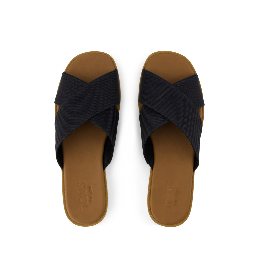 Mae Crossover Slide Sandal - Black Heavy Canvas Top View